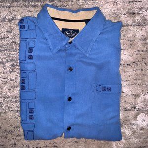 Nat Nast 100% Silk Short Sleeve Button Down Shirt